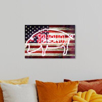 Trinx Trinx Canvas 'Americana And Patriotic BBQ Pig US Flags' Canvas Art