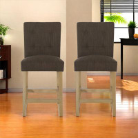 Ebern Designs Fabric Button Tufted Counter & Bar Stool, Set of 2