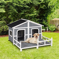 NEW LARGE WOODEN RAISED OUTDOOR DOG HOUSE DH3016L