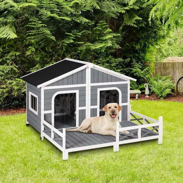 NEW LARGE WOODEN RAISED OUTDOOR DOG HOUSE DH3016L in Accessories in Alberta