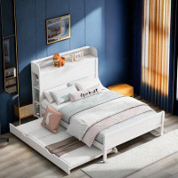 Latitude Run® Platform Bed With Storage Headboard And Twin Size Trundle