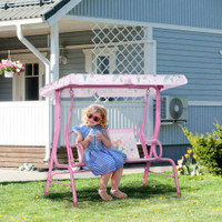 Double Seat Swing Chair 43.25" x 29.25" x 44.5" Pink
