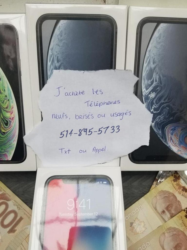 Cash pour IPhone, Neuf, Endommage ou Usage. in Cell Phones in Greater Montréal
