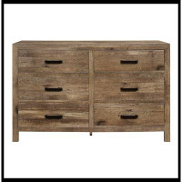 Loon Peak Rustic Style Dresser W 6 Storage Drawers Weathered Pine Finish Wooden Bedroom Furniture_37" H x 59.5" W x 16.5