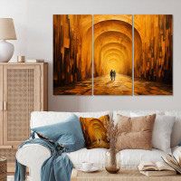 Red Barrel Studio Couple In Yellow Abstract Tunnel - Tunnels Metal Wall Decor Set