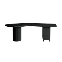 Recon Furniture 55.12" Black Novelty Solid Wood Desk,3-drawer