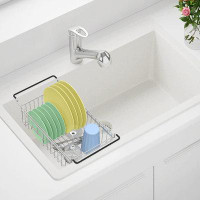 XMAX FURNITURE Expandable Dish Drying Rack Over The Sink Small Dish Drainer In Sink Adjustable Rustproof Sink Strainers