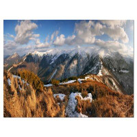 Design Art Mountains with Sun at Vratna Valley - Wrapped Canvas Photograph Print