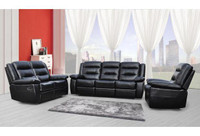 Black Leather Gel/Match 3 Piece Recliner Sofa Set