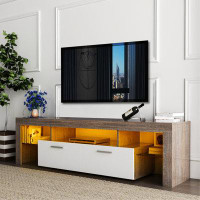 Wrought Studio Modern TV Stand with the Toughened Glass Shelf
