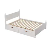 Red Barrel Studio Full Size Solid Wood Platform Bed Frame With 2 Drawers For Limited Space Kids, Teens, Adults