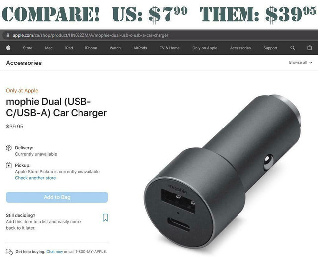 PDI ACCESSORIES® USB-C AND USB-A DUAL CHARGER FOR YOUR CAR -- Plugs in easily! in General Electronics - Image 3