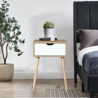 Corrigan Studio Nightstand with 1 Drawer for Bedroom Living Room Furniture, Solid Wood Colour