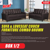 NEW SOFA & LOVESEAT COUCH FURNITURE COMBO BROWN BT1807BR