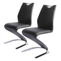 Ivy Bronx Salerna Leather Upholstered Mermaid-shaped Dining Chairs with Chrome Legs