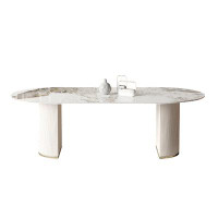 Brayden Studio Italian minimalist style rock plate dining table