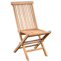 Gracie Oaks Jarayah Natural Finish Indoor-Outdoor Slatted Teak Folding Patio Chair