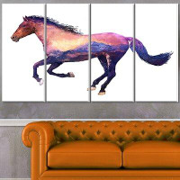 Made in Canada - Design Art 'Horse Double Exposure Illustration' 4 Piece Graphic Art on Wrapped Canvas Set