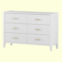 Winston Porter 6 Drawer Dresser With Metal Handle For Bedroom, Storage Cabinet With Vertical Stripe Finish Drawer
