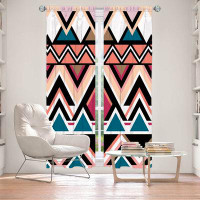 East Urban Home Lined Window Curtains 2-panel Set for Window Size Organic Sat Mountain Nativo Tribal