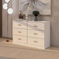 Everly Quinn Modern White 6-Drawer Dresser For Bedroom - Ample Storage Wide Chest Of Drawers, Sturdy & Safe_30.31" H x 4