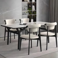 Corrigan Studio White Rock Plate Table Modern Simple Rectangular Rock Plate Dining Table And Chair Combination