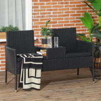 2 Seat Chair with Table 53.9" x 23.2" x 32.3" Black