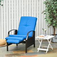 Wicker Adjustable Recliner Chair 26"W x 37.75"D x 38.5"H Blue