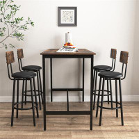 17 Stories 5-Piece Bar Table And Chairs Set With Four Round Stools in , 35.5" H x 23.6" L x 47" W