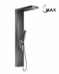 Waterfall Shower Panel System 4 Functions with 2 Body Jets and Handheld Black Finish