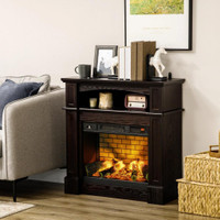 ELECTRIC FIREPLACE WITH MANTEL, FREESTANDING HEATER CORNER FIREBOX WITH REMOTE CONTROL, 700W/1400W, BROWN