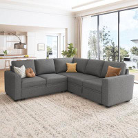 HONBAY Modular Sleeper Sectional L Shaped Couch Sofa Bed With Storage Seat