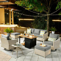 Red Barrel Studio 6 - Person Outdoor Seating Group With 1 Fire Pit  Table And Cushions