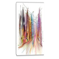 Made in Canada - Design Art Road in City Illustration Art Cityscape Graphic Art on Wrapped Canvas