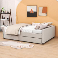 Latitude Run® Upholstered Platform Bed with Twin Size Trundle