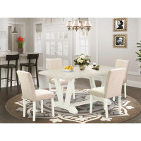 Winston Porter Ain 5-Pc Dinette Set - 4 Kitchen Chairs And 1 Modern Rectangular Wire Brushed Black Kitchen Table With Hi