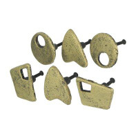 Zeckos Set Of 6 Antique Bronze Finish Mid Century Modern Atomic Shape Drawer Pull Knobs