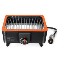 ARBELI Portable Gas & Charcoal 2-in-1 Grill, Complete w/ Gas Regulator and Adaptor - Ideal for Outdoor BBQ
