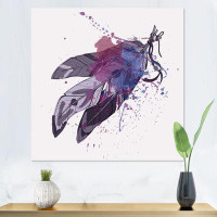 East Urban Home Purple And Black Decorative Feathers - Bohemian & Eclectic Canvas Wall Art Print