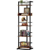 17 Stories 5-Tier Book Shelf - Narrow Wood Bookcase Tall Corner Book Shelves Storage Organizer Display Book Rack For Liv