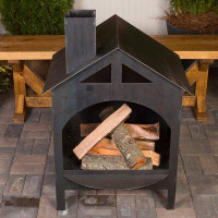 Wrought Studio Dothan Steel Wood Burning Outdoor Fireplace