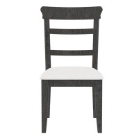 August Grove Dining Chair(19.1*24*37.4inch) Set Of 2,upholstered Cushion Seat Wooden Ladder Back Side Chairs Dark Grey