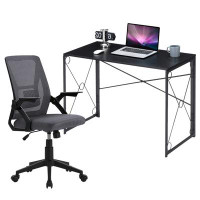 Vecelo Home Office Desk & Chair Set Computer Desk And Ergonomic Mesh Office Chair Set