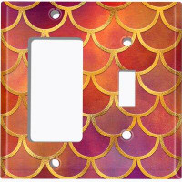 WorldAcc Metal Light Switch Plate Outlet Cover (Mermaid Pink Scale  - Single Rocker Single Toggle)