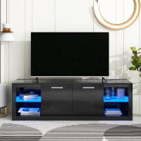 Wrought Studio Tv Stand With  Tempered Glass Shelves
