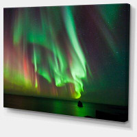 Design Art 'Green Northern Lights Aurora' Photographic Print on Wrapped Canvas