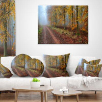 East Urban Home Forest Raising Sun in Fall Panorama Pillow