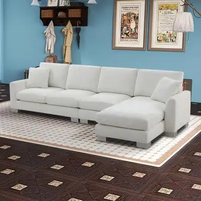 Latitude Run® Heriest 3 - Piece Modern Sectional L-Shaped Sofa With Chaise And 2 Pillows