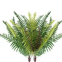 Primrue 2 Bundles Artificial Plants Fake Boston Fern Greenery UV Resistant Outdoor Faux Plastic Plants