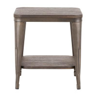 Williston Forge Oregon Industrial End Table In Antique Metal And Espresso Wood